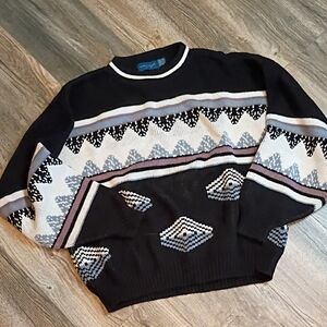 Towncraft Geometric Acrylic Sweater Size Medium Unisex Vintage